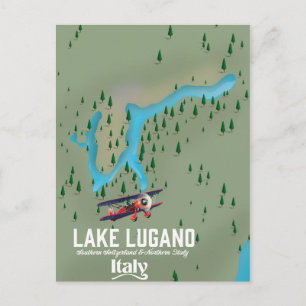 Carte Postale Lac de Lugano Italie - poster de voyage Suisse
