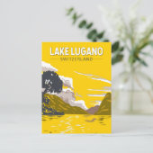 Carte Postale Lac de Lugano Suisse Voyage Art Rétro (Debout devant)
