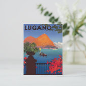 Carte Postale Lac de Lugano, vue depuis la terrasse de l'hôtel,  (Debout devant)