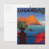 Carte Postale Lac de Lugano, vue depuis la terrasse de l'hôtel,  (Devant / Derrière)