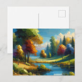 Carte Postale Lac des arbres en paysage, (Devant / Derrière)