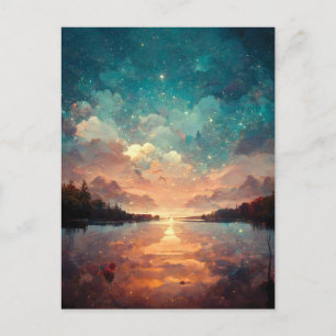 Carte Postale Lac Dreamlike et Sunset Landscape