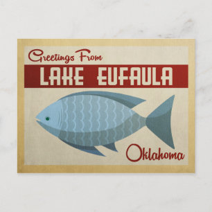 Carte Postale Lac Eufaula Oklahoma Vintage voyage de poisson ble