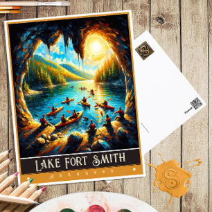 Carte Postale Lac Fort Smith, Arkansas Peinture Vintage