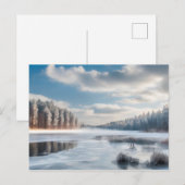 Carte Postale Lac gelé en forêt (Devant / Derrière)