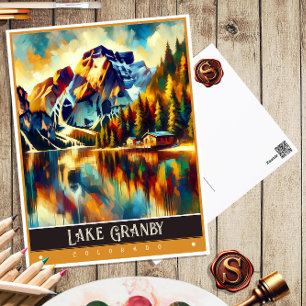 Carte Postale Lac Granby, Colorado   Peinture Vintage