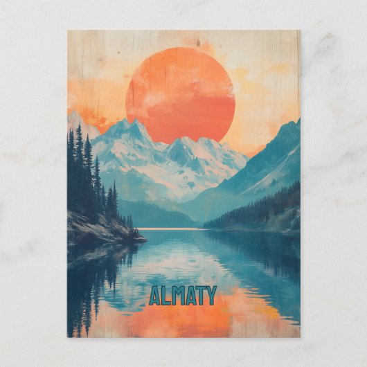 Carte Postale Lac Kaindy Almaty Kazakhstan Voyage Rétro (Devant)