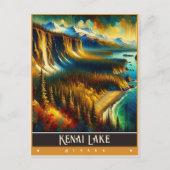 Carte Postale Lac Kenai, Alaska | Peinture Vintage (Devant)