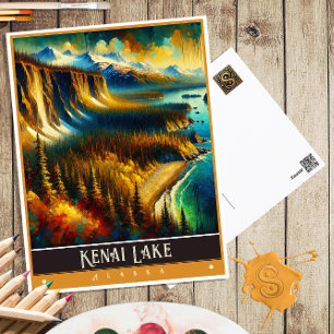 Carte Postale Lac Kenai, Alaska   Peinture Vintage