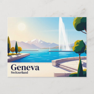 Carte Postale Lac Léman et Jet d'Eau Suisse