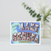 Carte Postale Lac Léman, Wisconsin Vintage Big Letters (Debout devant)