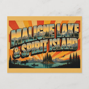 Carte Postale Lac Maligne et Spirit Island AB Voyage Vintage A