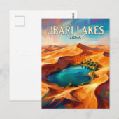 Carte Postale Lac Mandara, Mer de sable d'Ubari Libye (Devant / Derrière)