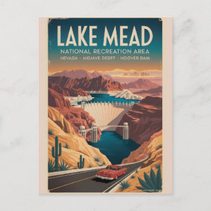 Carte Postale Lac Mead Affiche de voyage vintage du désert du