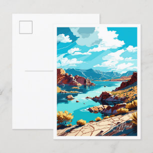 Carte Postale Lac Mead Arizona Art illustration de voyage vintag