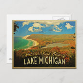 Carte Postale Lac Michigan Vintage (Devant / Derrière)
