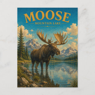 Carte Postale Lac Moose Mountain Watercolor GeoSaga