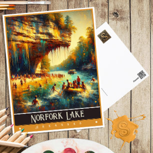 Carte Postale Lac Norfork, Arkansas   Peinture Vintage