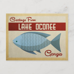 Carte Postale Lac Oconee Georgia Blue Fish Vintage voyage