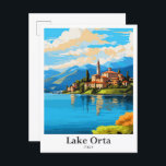 Carte Postale Lac Orta Italie Art Voyage Potrait Illustration<br><div class="desc">Lac d'Orta Italie Vintage voyage d'art Peinture Illustration</div>