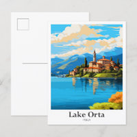 Lac Orta Italie Art Voyage Potrait Illustration