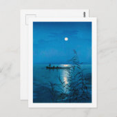 Carte Postale Lac Reed et Pleine lune, Koho Shoda, coupe à bois (Devant / Derrière)