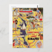 Carte Postale Lac Rétro Sunapee NH (Devant / Derrière)