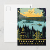 Carte Postale Lac Saranac, NY, Vintage voyage (Devant / Derrière)