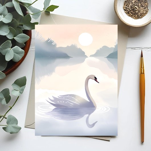 Carte Postale Lac Swan | Aquarelle aérée peinture légère