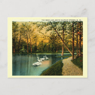 Carte Postale Lac Swan, Sources de soufre blanc, Vintage WV