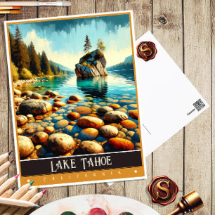 Carte Postale Lac Tahoe, Californie   Peinture Vintage
