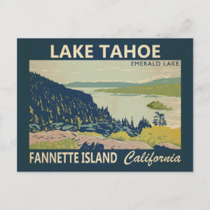 Carte Postale Lac Tahoe Fannette Island Californie Vintage