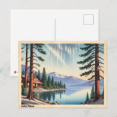 Carte Postale Lac Tahoe Sierra Nevada Vintage (Devant / Derrière)