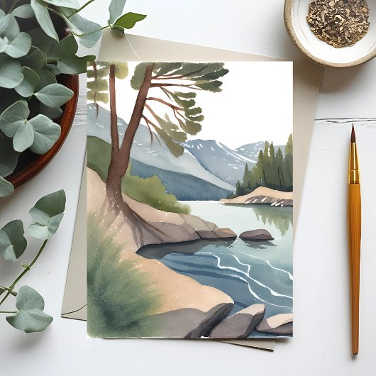 Carte Postale Lac Tahoe Sud | Paysage aquarelle