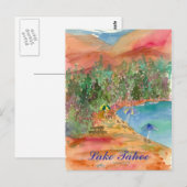 Carte Postale Lac Tahoe Summer Beach Umbrellas Mountains (Devant / Derrière)