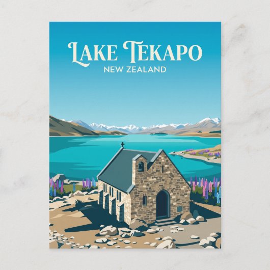 Carte Postale Lac Tekapo Nouvelle-Zélande (Devant)