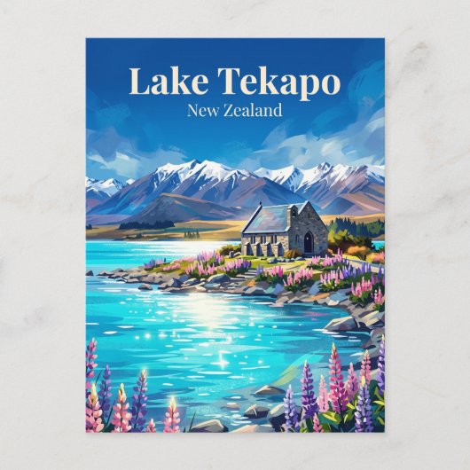 Carte Postale Lac Tekapo Nouvelle-Zélande (Devant)
