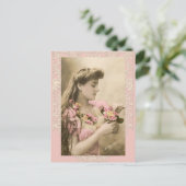Carte Postale lace and posies victorian lady (Debout devant)
