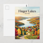 Carte Postale Lacs Finger USA (Devant / Derrière)