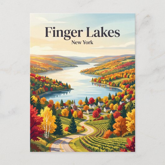 Carte Postale Lacs Finger USA (Devant)
