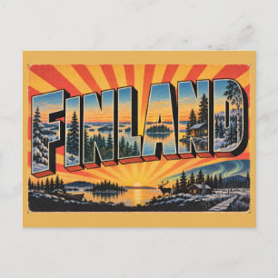 Carte Postale Lacs Finlande Forêts Aurores Boréales Art