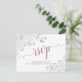 Carte Postale Lacy Calligraphie Dusty Rose mariage blanc RSVP (Debout devant)