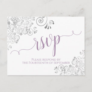 Carte Postale Lacy Calligraphy Lavender sur le mariage blanc RSV