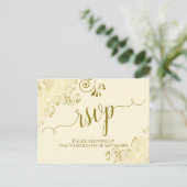 Carte Postale Lacy Gold Calligraphie Elegant Cream Wedding RSVP (Debout devant)