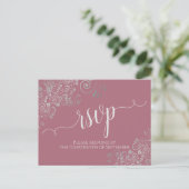 Carte Postale Lacy Silver Calligraphie Dusty Mariage Rose RSVP (Debout devant)