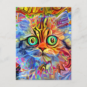 Carte Postale L'adorable Kitten Impressionniste Portrait Peintur