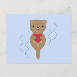 Carte Postale L'adorable Otter qui embrasse un coeur