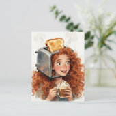 Carte Postale  Lady and A Toaster on her head  (Debout devant)