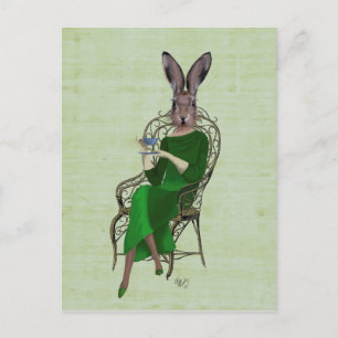 Carte Postale Lady Bella Rabbit Prendre du thé 4