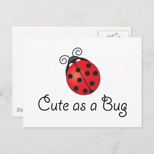 Carte Postale Lady Bug - mignonne comme un bug (Devant / Derrière)
